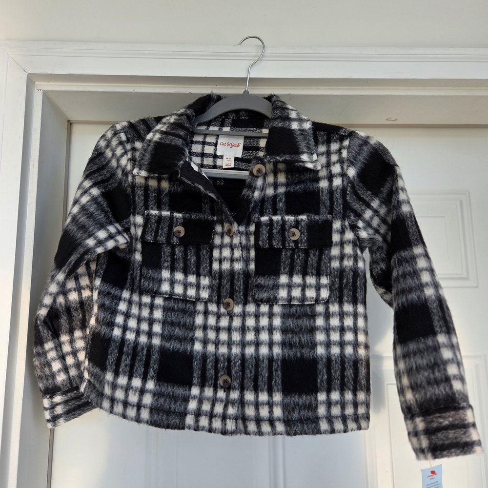 Cat & Jack Black and White Plaid Jacket